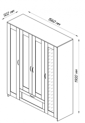 Шкаф четырехдверный Сириус с 1 зеркалом и 1 ящиком дуб венге в Ачинске - achinsk.katalogmebeli.com | фото 3