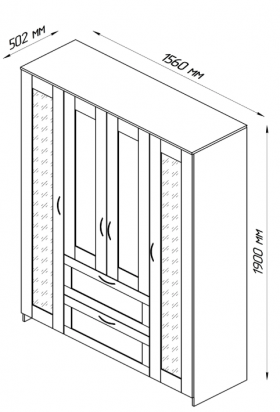 Шкаф четырехдверный Сириус с 1 зеркалом и 2 ящиками белый в Ачинске - achinsk.katalogmebeli.com | фото 2