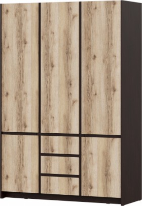 Модульная система "Прага" Шкаф для одежды трехстворчатый Дуб Венге/Дуб Делано в Ачинске - achinsk.katalogmebeli.com | фото