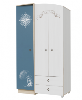Шкаф для одежды Бриз 1200 Дуб ривьера/ Рамух белый/синий в Ачинске - achinsk.katalogmebeli.com | фото