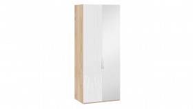 Шкаф для одежды с 1 глухой и 1 зеркальной дверями правый «Эмбер» Яблоня Беллуно/Белый глянец в Ачинске - achinsk.katalogmebeli.com | фото