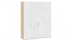 Шкаф для одежды с 4 глухими дверями «Эмбер» Яблоня Беллуно/Белый глянец в Ачинске - achinsk.katalogmebeli.com | фото