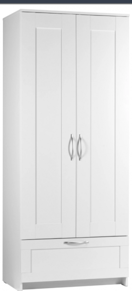Шкаф двухдверный Сириус с 1 ящиком белый в Ачинске - achinsk.katalogmebeli.com | фото