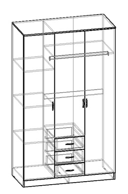 Шкаф 3-х створчатый комбинир с зеркалом Светлана (Венге/Дуб молочный) в Ачинске - achinsk.katalogmebeli.com | фото 3