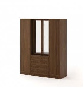 Шкаф с комодом Рамочный с зеркалами (Орех темный) в Ачинске - achinsk.katalogmebeli.com | фото