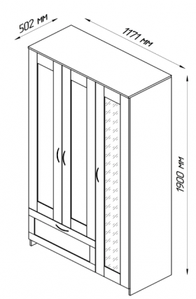 Шкаф трехдверный Сириус с зеркалом и 1 ящиком белый в Ачинске - achinsk.katalogmebeli.com | фото 2