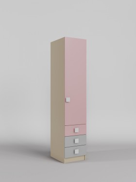 Шкаф угловой (секция с ящиками) Грэйси (Розовый/Серый/корпус Клен) в Ачинске - achinsk.katalogmebeli.com | фото