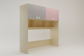 Система хранения над кроватью Грэйси (Розовый/Серый/корпус Клен) в Ачинске - achinsk.katalogmebeli.com | фото 2