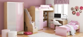 Система хранения над кроватью Грэйси (Розовый/Серый/корпус Клен) в Ачинске - achinsk.katalogmebeli.com | фото 7