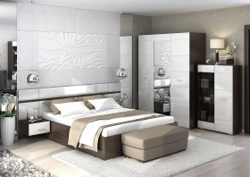 Спальня Вегас (Венге/Белый глянец) в Ачинске - achinsk.katalogmebeli.com | фото