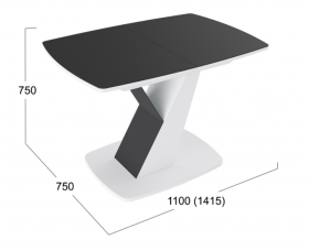 Стол обеденный «Гарда» Тип 1 (Белый/Стекло матовое черный графит) в Ачинске - achinsk.katalogmebeli.com | фото 3