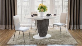 Стол обеденный «Монреаль» Тип 1 (Белый глянец/Моод темный) в Ачинске - achinsk.katalogmebeli.com | фото