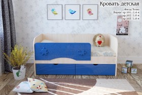 Техно Кровать детская 2 ящика 1.6 Синий глянец в Ачинске - achinsk.katalogmebeli.com | фото