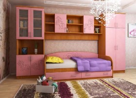 Детская Веселый пони Комплект мебели (Вишня оксфорд/Розовый) в Ачинске - achinsk.katalogmebeli.com | фото